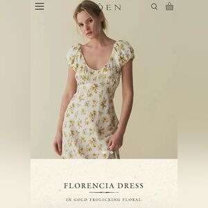 Doen Florencia Dress in Gold Frolicking Floral Size Small NWT